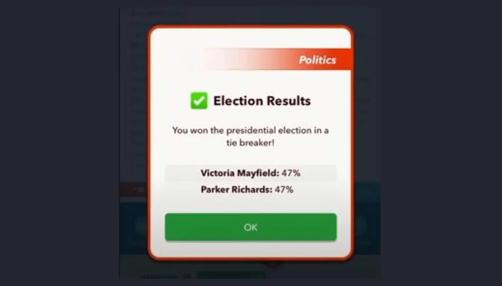 Presidential election result in bitlife