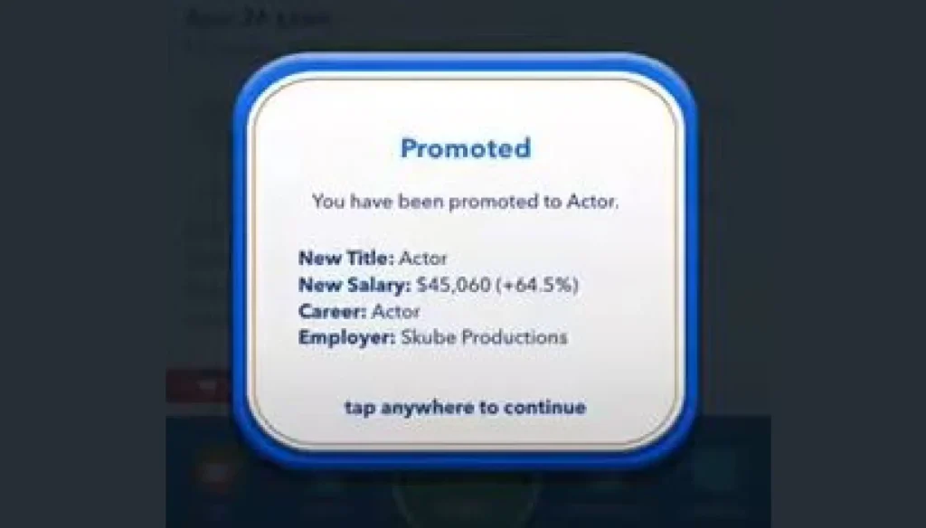 Promoted to actor in bitlife