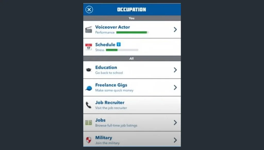 Voiceover actor in bitlife