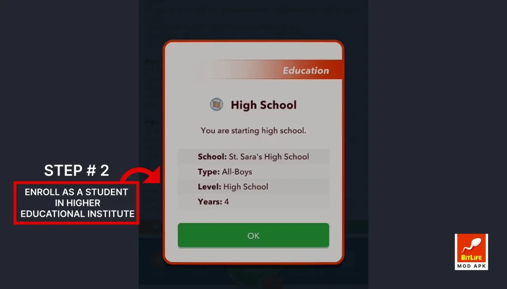 enroll higher educational institute in Bitlife