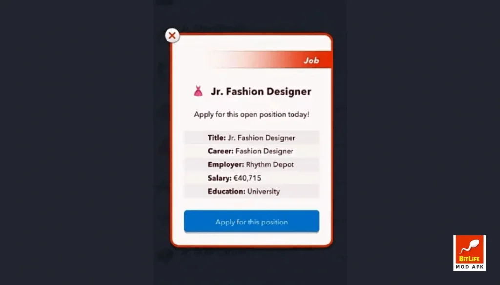 Fashion designer in bitlife