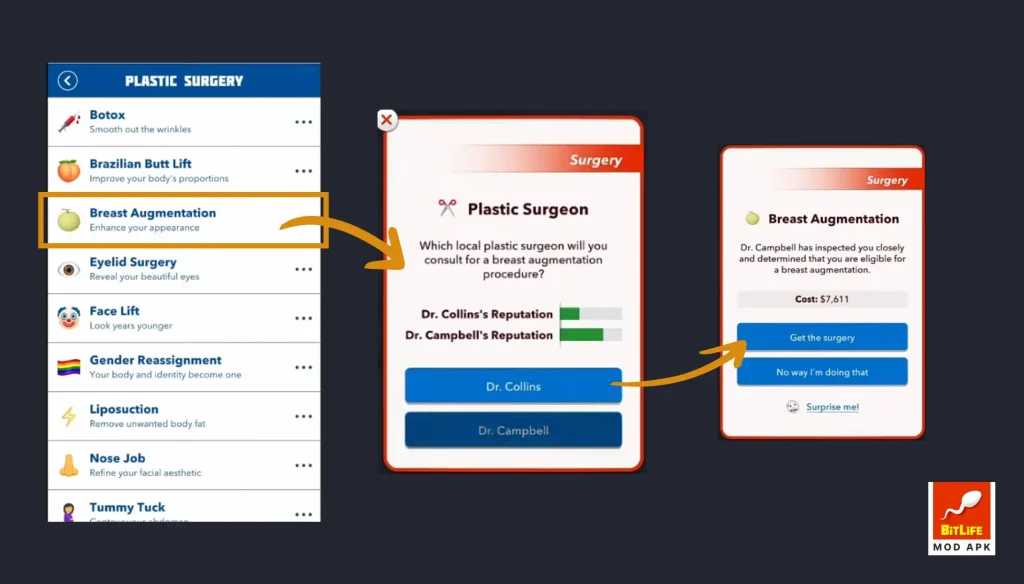 Breast Augmentation in Jolene Challenge Bitlife